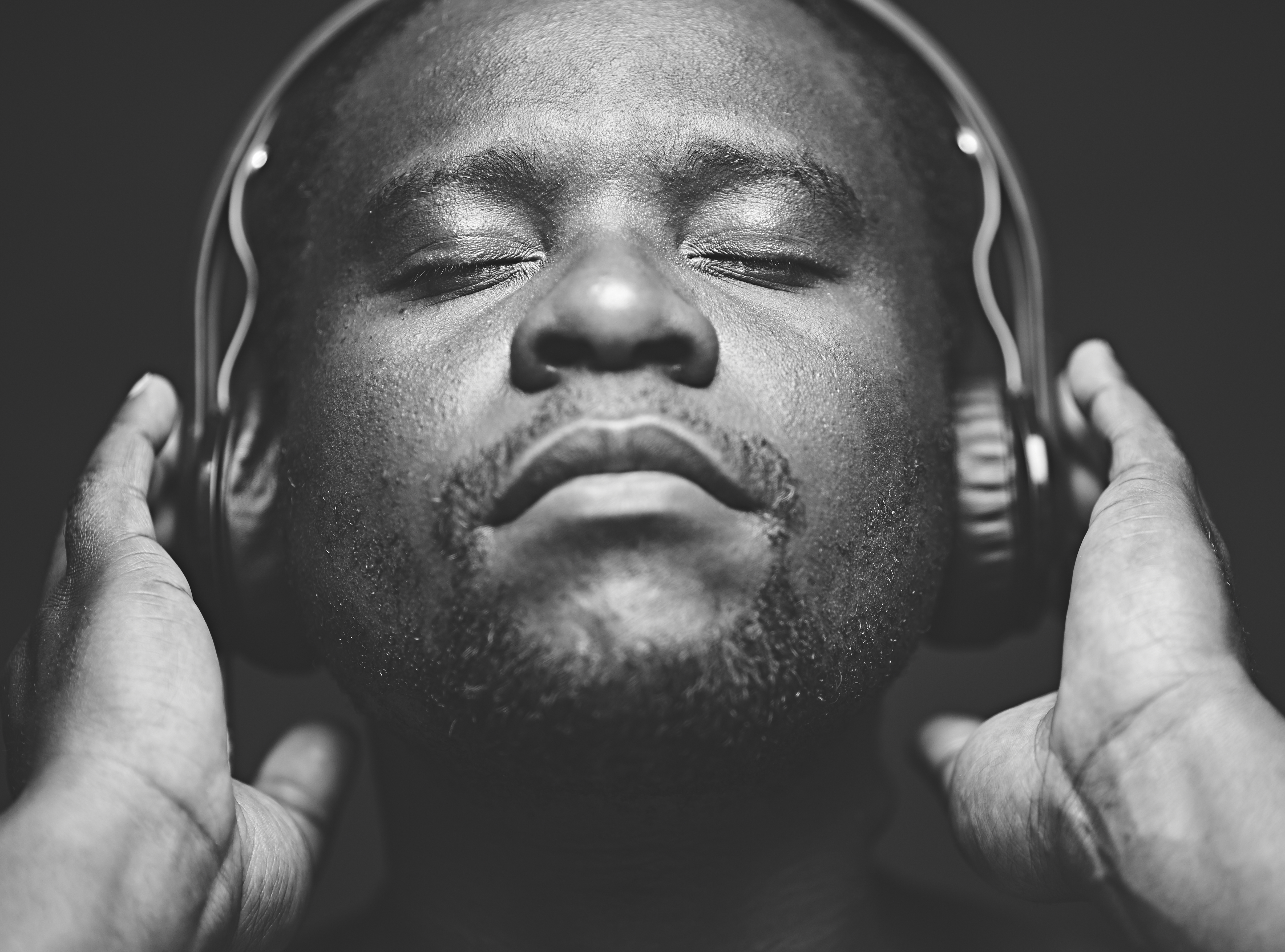 Man immersing himself in music 